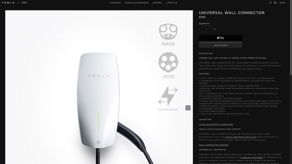 Universal Wall Connector Tesla